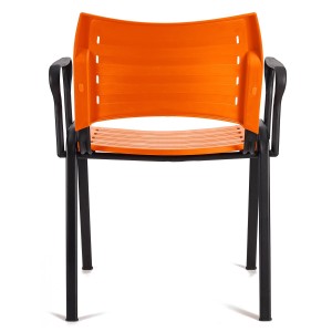 Lote de 5 sillas de confidente ELVA CON BRAZOS, patas negras y color negro