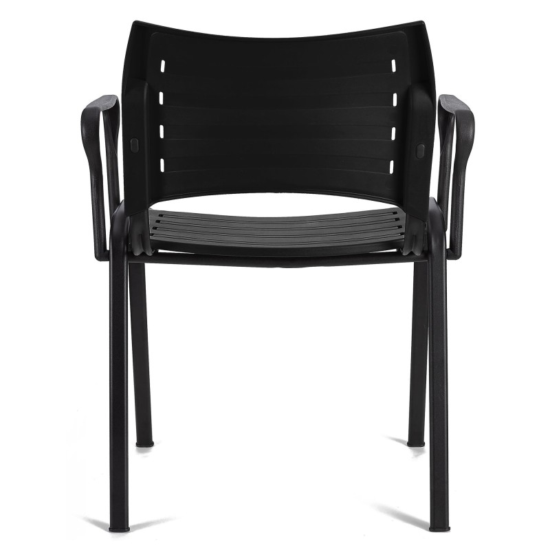 Lote de 5 sillas de confidente ELVA CON BRAZOS, patas negras y color negro