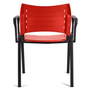 Lote de 5 sillas de confidente ELVA CON BRAZOS, patas negras y color negro