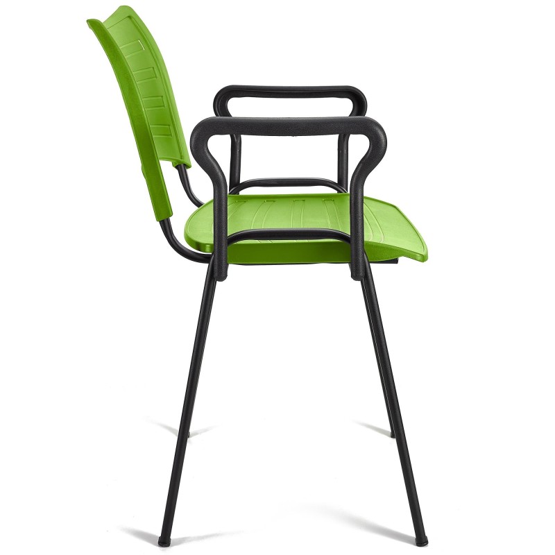 Lote de 5 sillas de confidente ELVA CON BRAZOS, patas negras y color negro