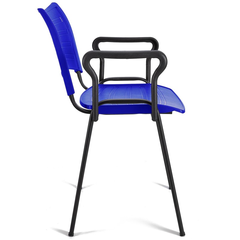 Lote de 5 sillas de confidente ELVA CON BRAZOS, patas negras y color negro