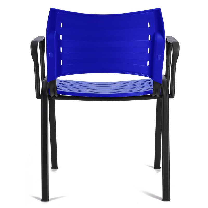 Lote de 5 sillas de confidente ELVA CON BRAZOS, patas negras y color negro