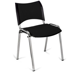 Silla de Confidente ROMEL con Patas Cromadas en Tela Negra