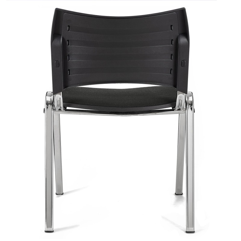 Silla de Confidente ROMEL con Patas Cromadas en Tela Negra