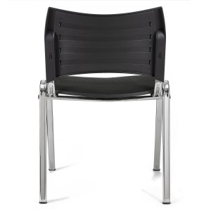 Silla de Confidente ROMEL con Patas Cromadas en Tela Negra