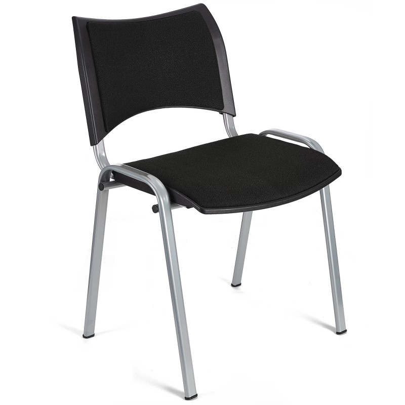 Silla de Confidente ROMEL con Patas Grises en Tela negra