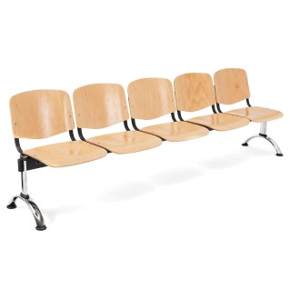Bancada para recepción 5 asientos MOBY BASE, madera haya