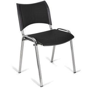 Silla de Confidente ROMEL PIEL con Patas Cromadas en Negro