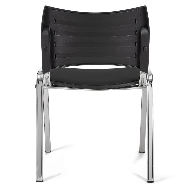 Silla de Confidente ROMEL PIEL con Patas Cromadas en Negro