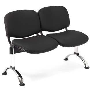 Bancada para recepción 2 asientos MOBY PIEL, negro