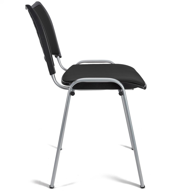 Silla de Confidente ROMEL PIEL con Patas Grises en Negro