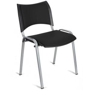 Silla de Confidente ROMEL PIEL con Patas Grises en Negro