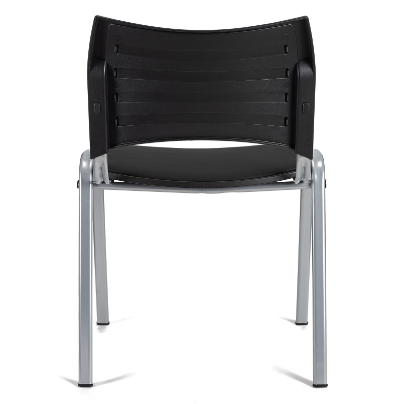 Silla de Confidente ROMEL PIEL con Patas Grises en Negro