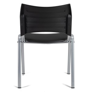 Silla de Confidente ROMEL PIEL con Patas Grises en Negro