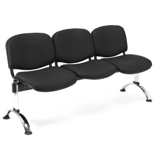 Bancada para recepción 3 asientos MOBY PIEL, negro