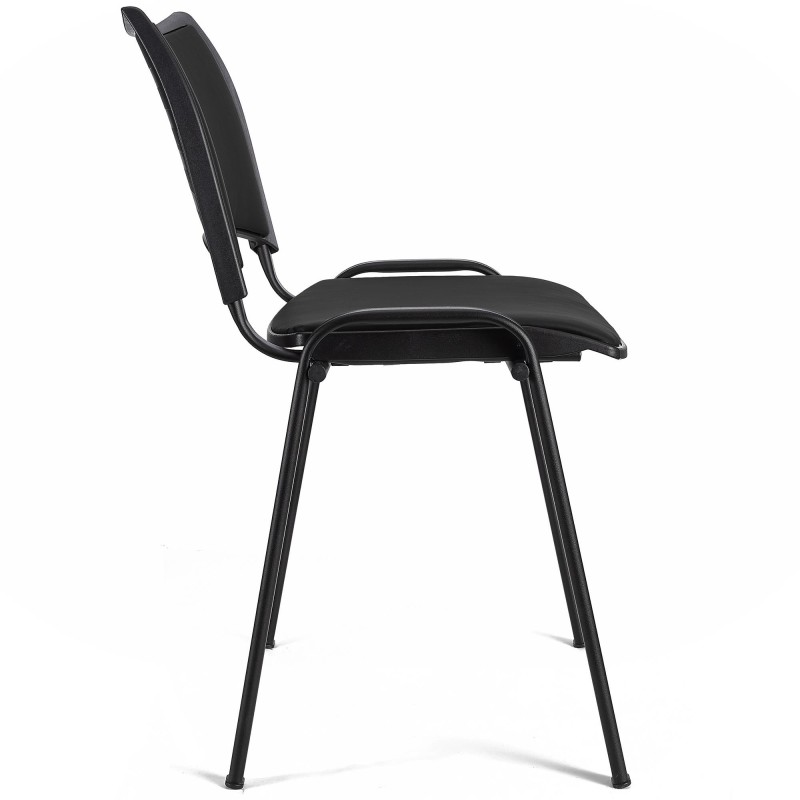 Silla de Confidente ROMEL PIEL con Patas Negras en Negro