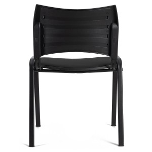 Silla de Confidente ROMEL PIEL con Patas Negras en Negro