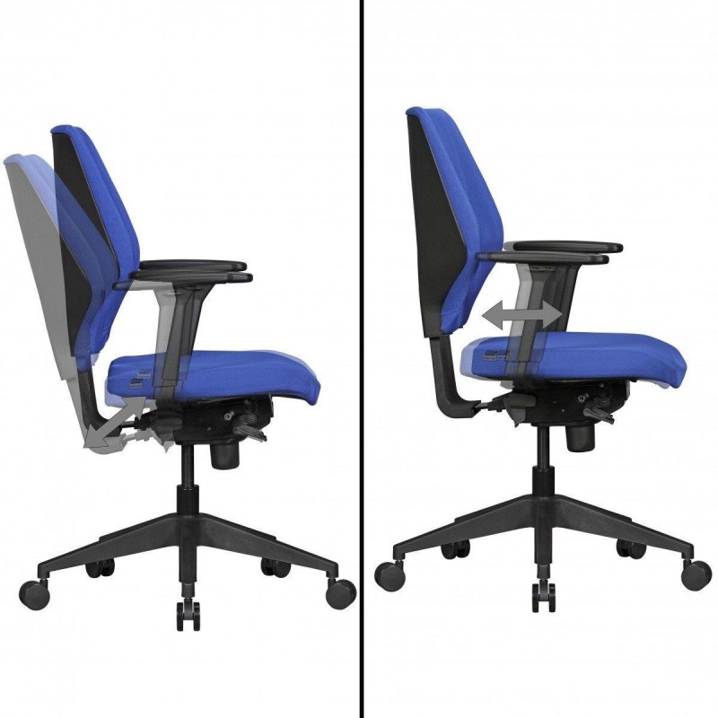 Silla Ergonómica COLINS, totalmente ajustable, tela negra