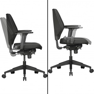 Silla Ergonómica COLINS, totalmente ajustable, tela negra