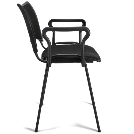 Silla de Confidente ROMEL CON BRAZOS con Patas Negras en Tela Negra 2