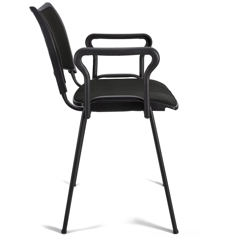 Silla de Confidente ROMEL CON BRAZOS con Patas Negras en Tela Negra