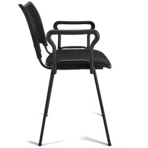 Silla de Confidente ROMEL CON BRAZOS con Patas Negras en Tela Negra