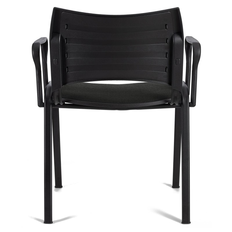 Silla de Confidente ROMEL CON BRAZOS con Patas Negras en Tela Negra