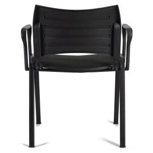 Silla de Confidente ROMEL CON BRAZOS con Patas Negras en Tela Negra