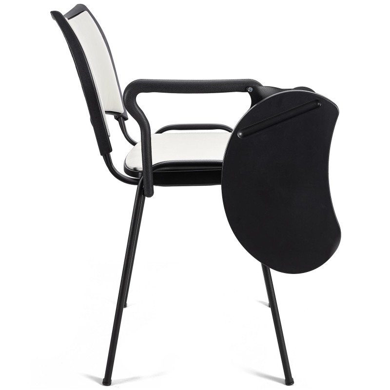 Silla de Confidente ROMEL CON PALA PIEL con Patas Negras en Negro