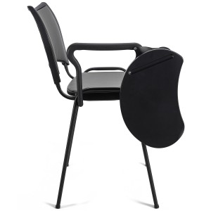 Silla de Confidente ROMEL CON PALA PIEL con Patas Negras en Negro