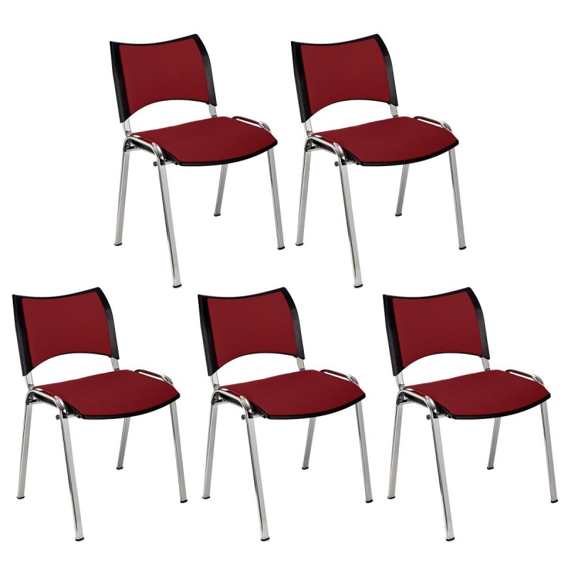 Lote de 5 Sillas de Confidente ROMEL con Patas Cromadas en Tela Negra