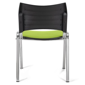 Lote de 5 Sillas de Confidente ROMEL PIEL con Patas Cromadas en Negro