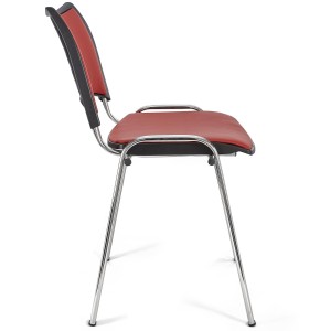 Lote de 5 Sillas de Confidente ROMEL PIEL con Patas Cromadas en Negro