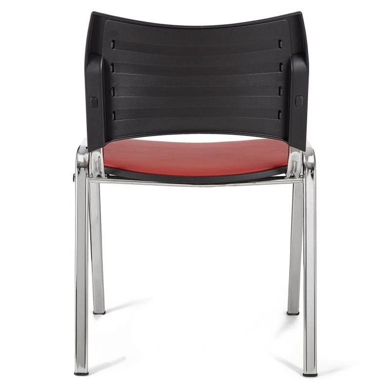 Lote de 5 Sillas de Confidente ROMEL PIEL con Patas Cromadas en Negro