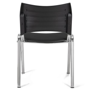 Lote de 5 Sillas de Confidente ROMEL PIEL con Patas Cromadas en Negro