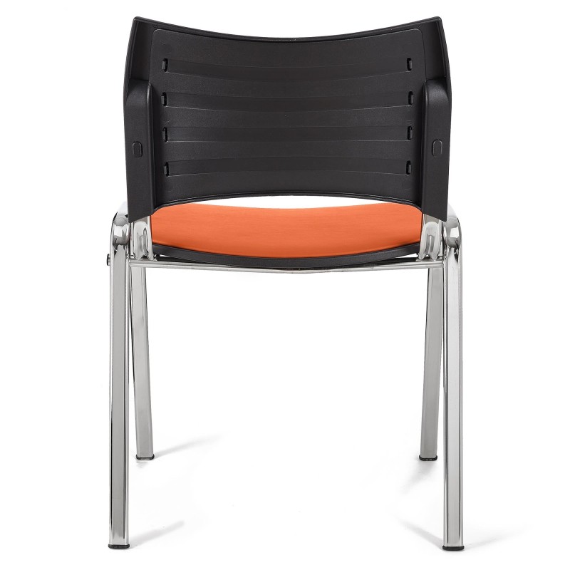 Lote de 5 Sillas de Confidente ROMEL PIEL con Patas Cromadas en Negro