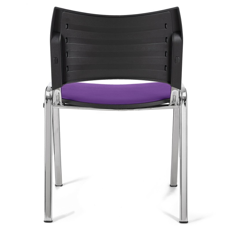 Lote de 5 Sillas de Confidente ROMEL PIEL con Patas Cromadas en Negro