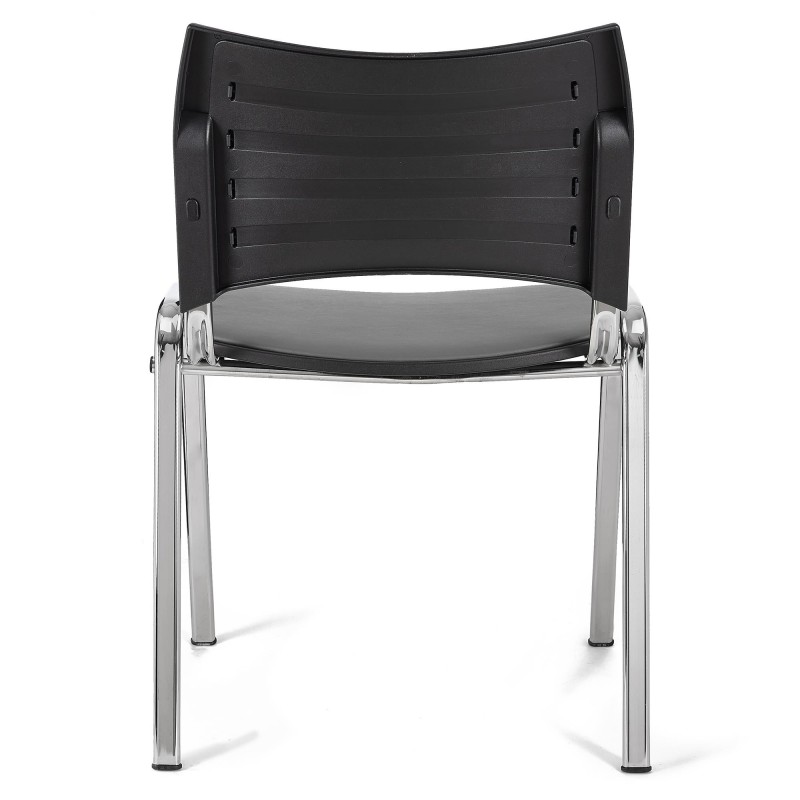 Lote de 5 Sillas de Confidente ROMEL PIEL con Patas Cromadas en Negro