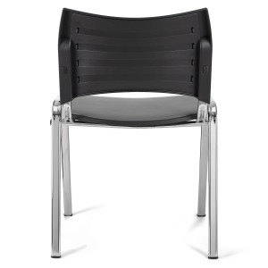 Lote de 5 Sillas de Confidente ROMEL PIEL con Patas Cromadas en Negro