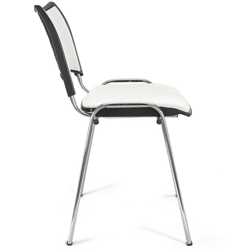 Lote de 5 Sillas de Confidente ROMEL PIEL con Patas Cromadas en Negro