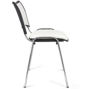 Lote de 5 Sillas de Confidente ROMEL PIEL con Patas Cromadas en Negro