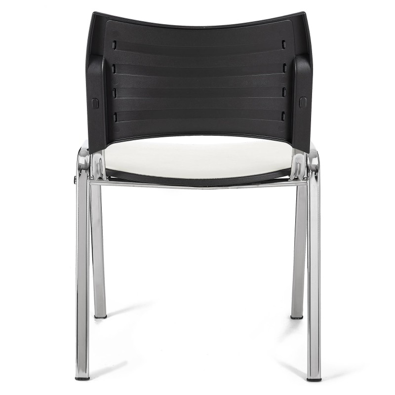 Lote de 5 Sillas de Confidente ROMEL PIEL con Patas Cromadas en Negro