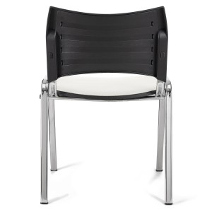 Lote de 5 Sillas de Confidente ROMEL PIEL con Patas Cromadas en Negro