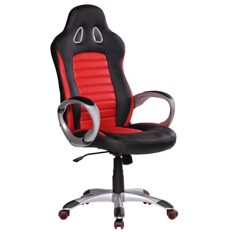 Silla Gaming MUSAKU, basculante, piel negro y blanco