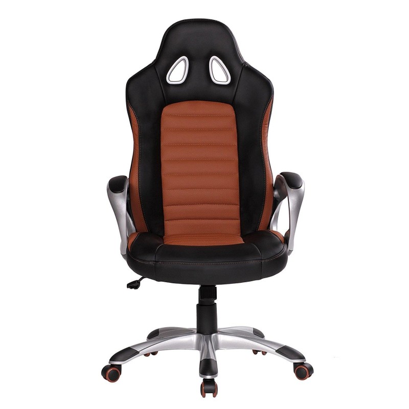 Silla Gaming MUSAKU, basculante, piel negro y blanco