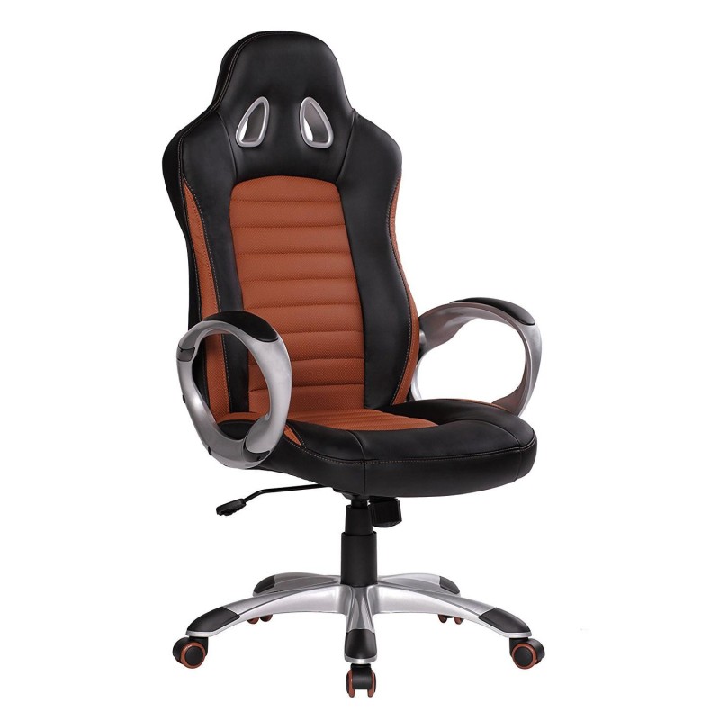 Silla Gaming MUSAKU, basculante, piel negro y blanco