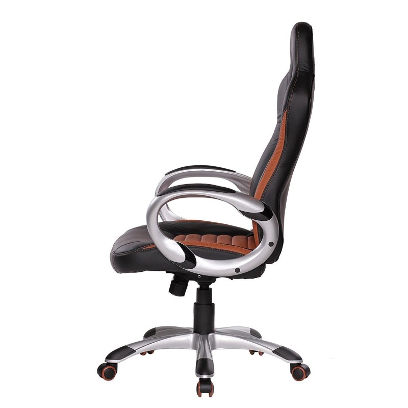 Silla Gaming MUSAKU, basculante, piel negro y blanco