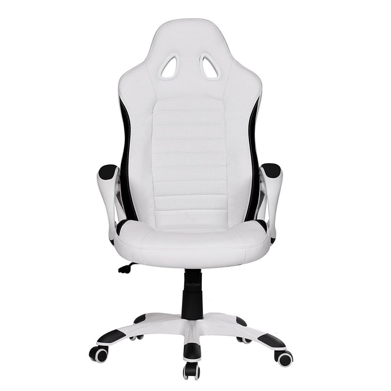 Silla Gaming MUSAKU, basculante, piel negro y blanco