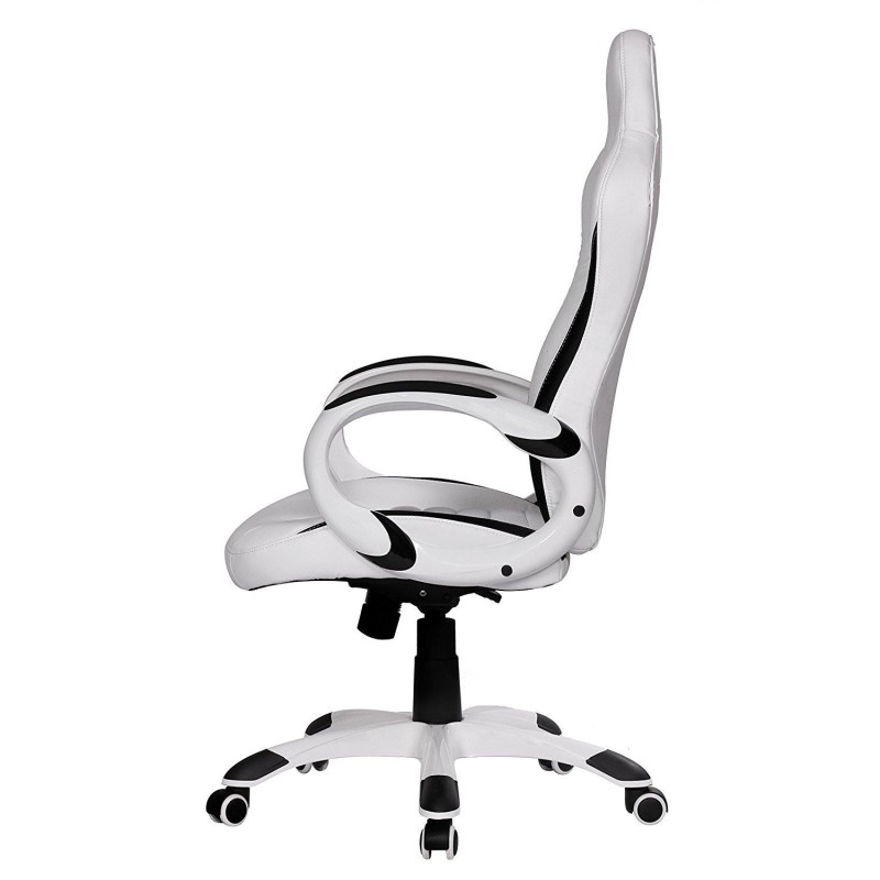 Silla Gaming MUSAKU, basculante, piel negro y blanco