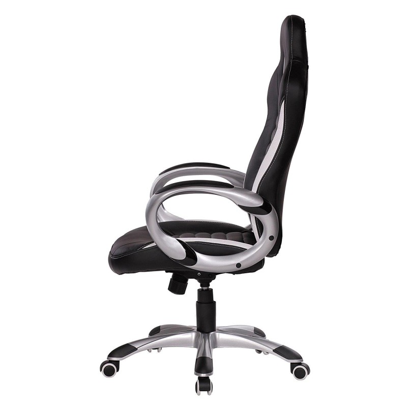 Silla Gaming MUSAKU, basculante, piel negro y blanco